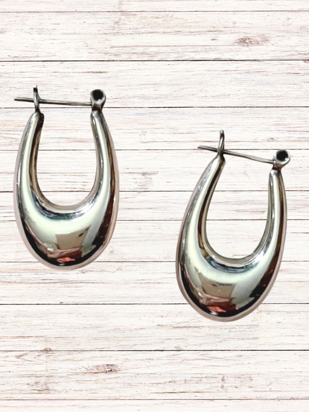VINTAGE EARRINGS Silver Tone Hoop Drop Design Classic Traditional Y2K